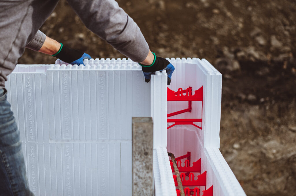 SuperForm ICF being assembled at the jobsite.